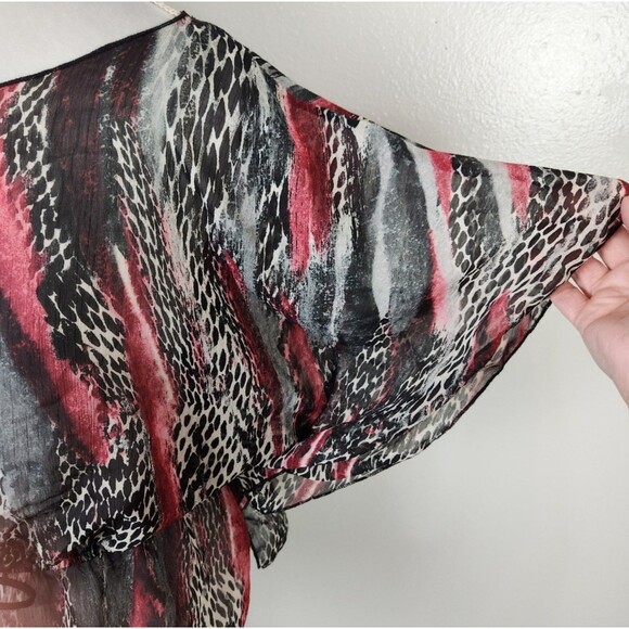 Miley Cyrus x Max Azria Pink & Black Animal Print Sheer Caftan Style Blouse XL - Picture 4 of 8
